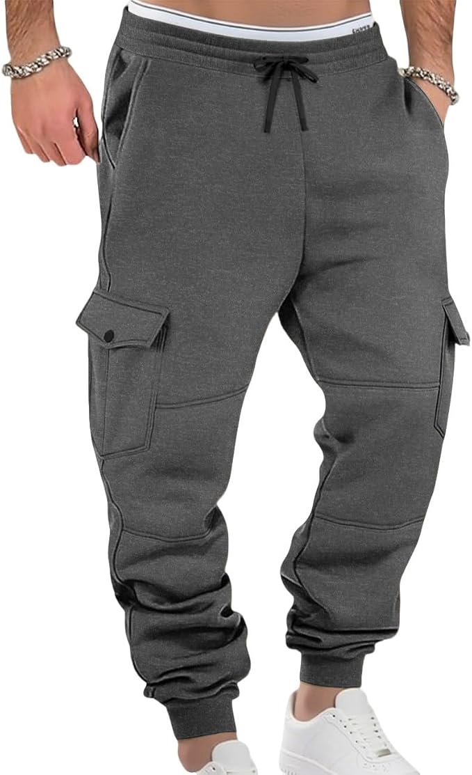 Men's Cargo Joggers - Grey - Image 6