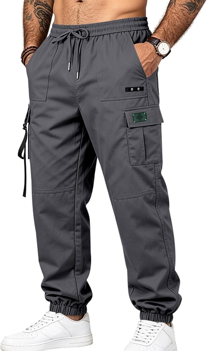 Men's Cargo Joggers - Grey - Image 3