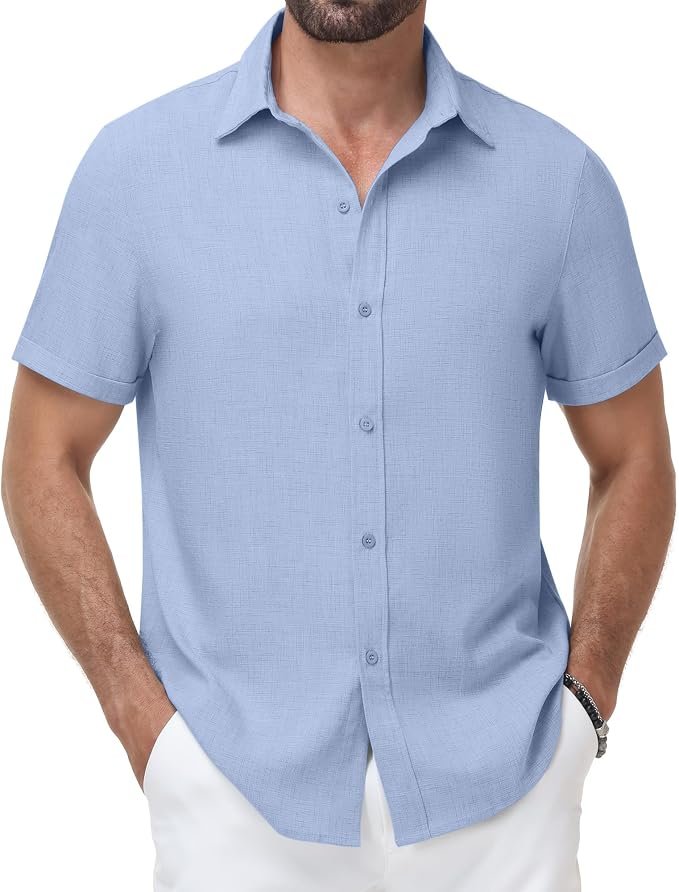 Men's Linen Shirt - Navy - Image 4