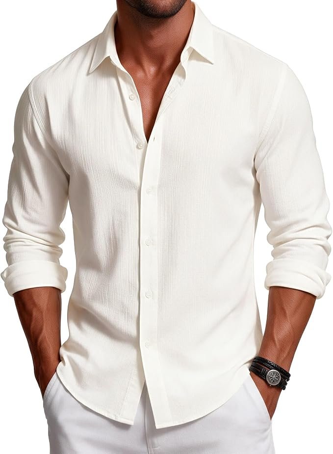 Men's Casual Button-Down Shirt - Black - Image 3