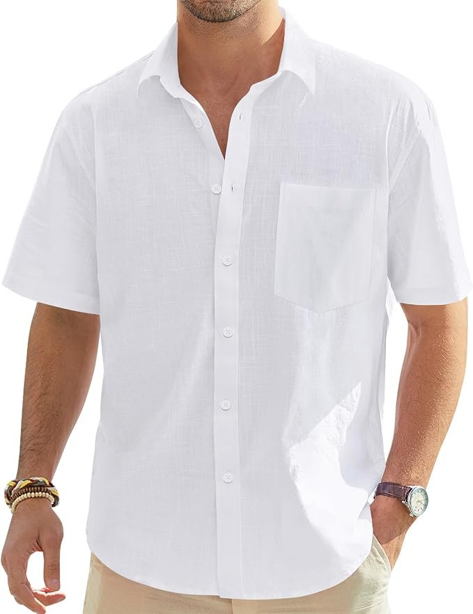 Men's Linen Shirt - Navy - Image 5
