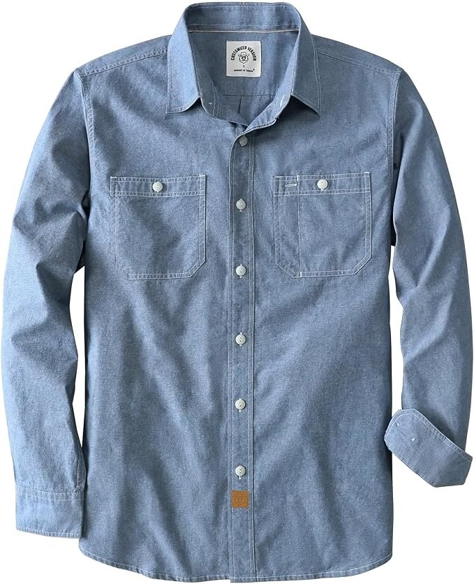 Men's Chambray Shirt - Navy - Image 4