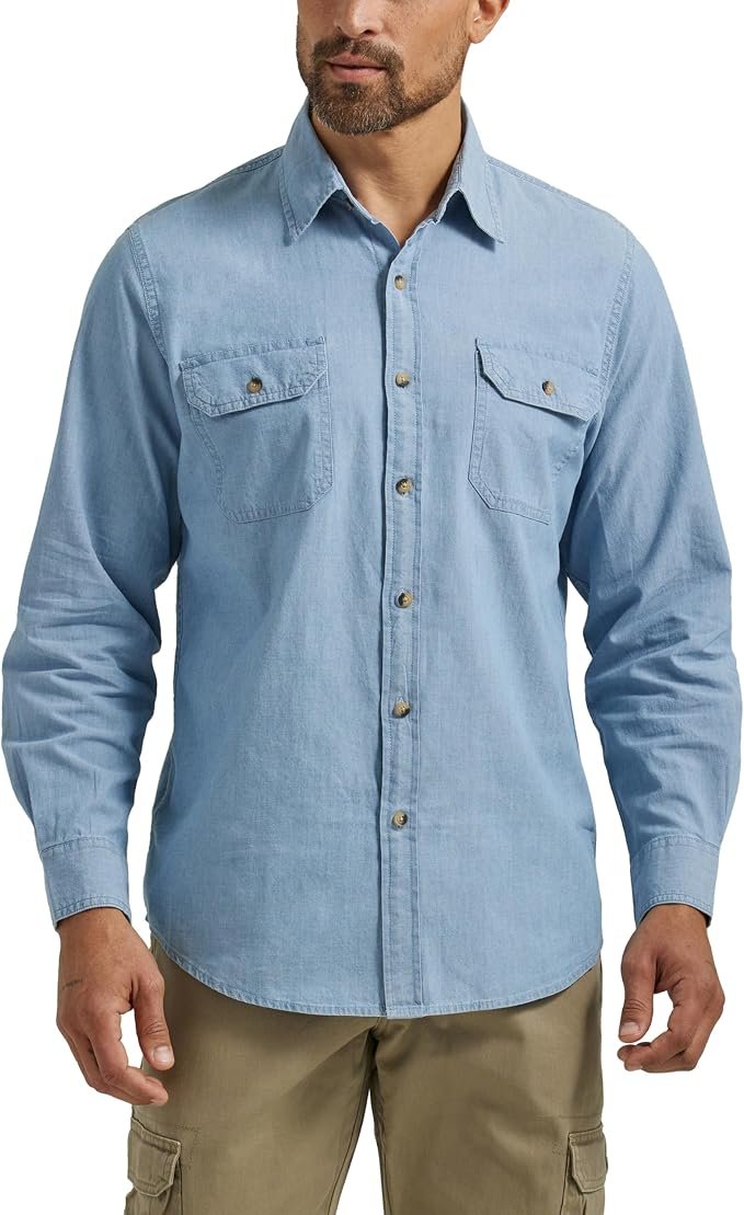 Men's Chambray Shirt - Navy - Image 2