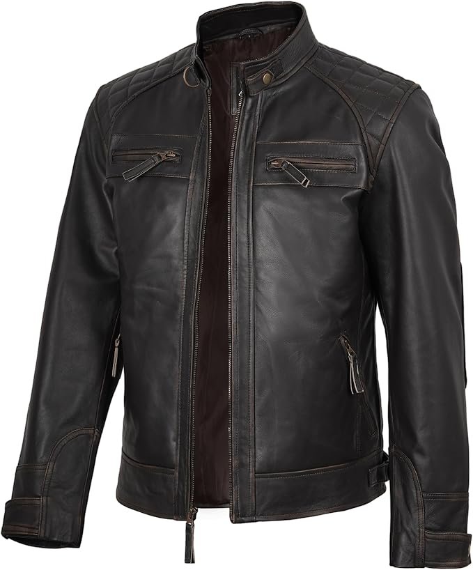 Men's Leather Jacket - Grey