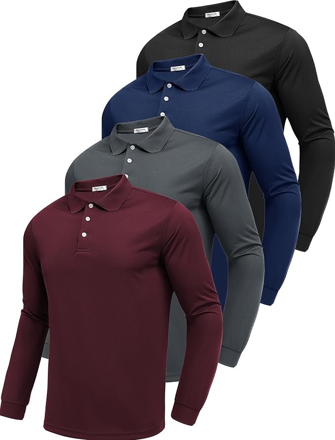 Men's Long Sleeve Polo Shirt - Black