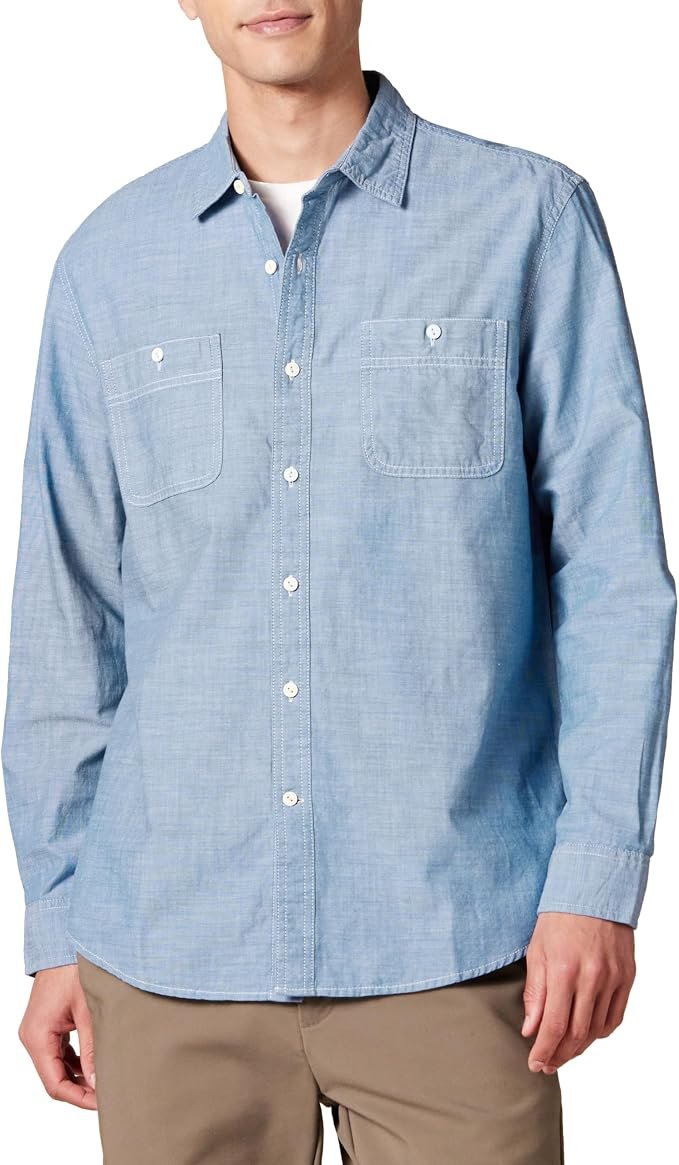 Men's Chambray Shirt - Navy - Image 3