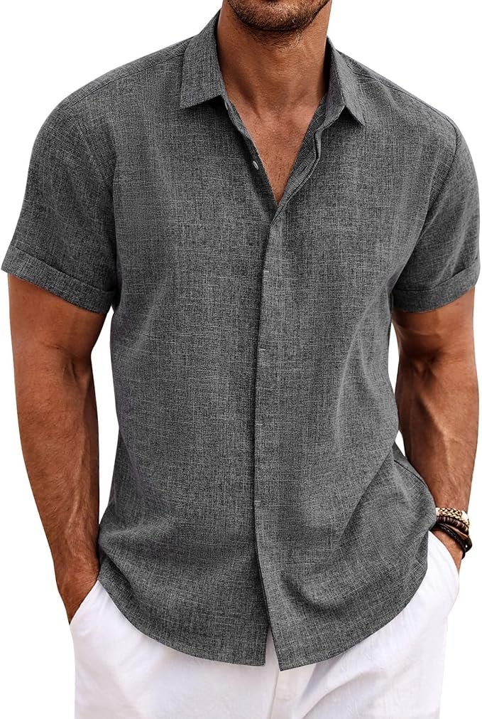 Men's Casual Button-Down Shirt - Black - Image 6
