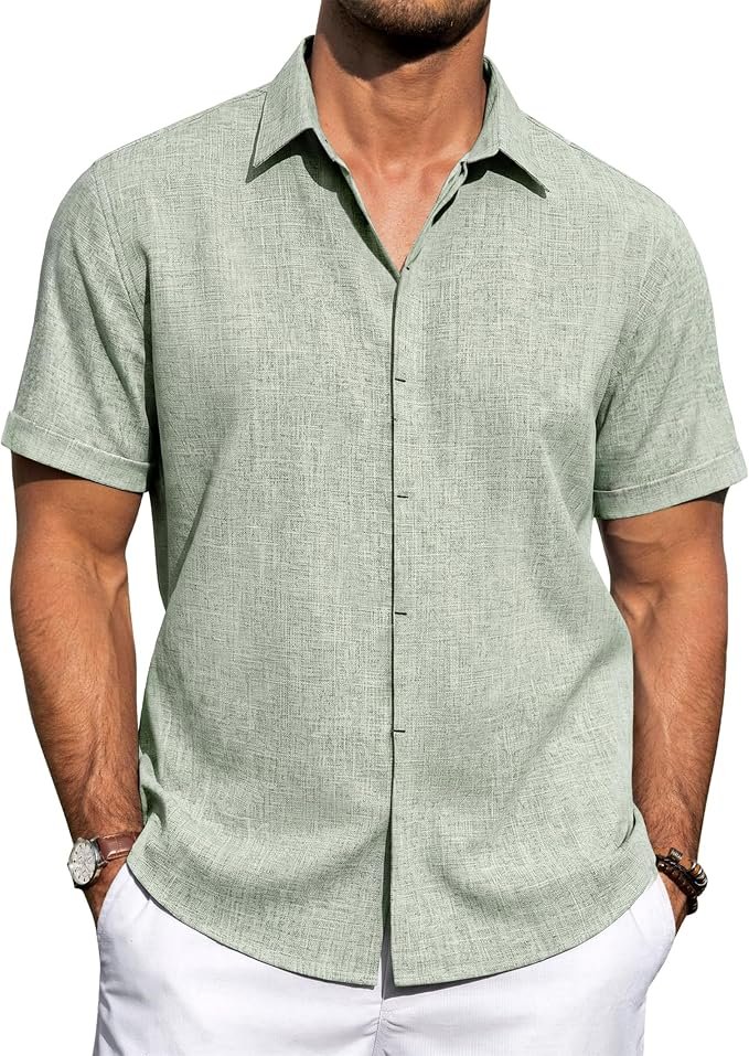 Men's Linen Shirt - Navy - Image 2