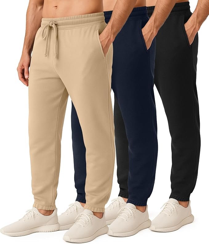 Men's Fleece Joggers - Black - Image 3