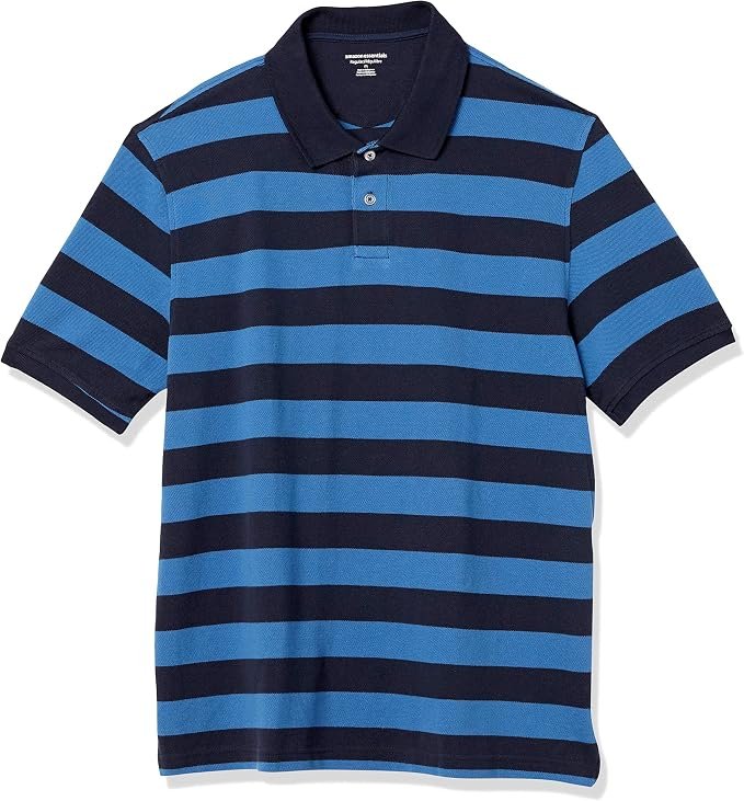 Men's Striped Polo Shirt - Navy